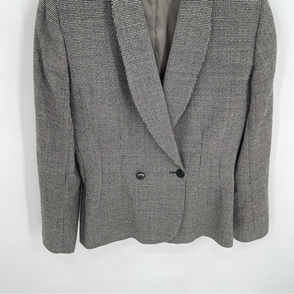 Brooks Brothers Double-breasted Wool 6 Houndstooth Women’s Blazer Black Collared - Picture 3 of 9